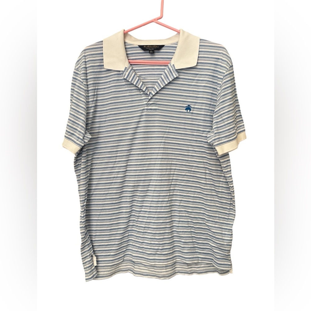 Brooks Brothers Slim Fit Light Blue and White Striped Polo sz XL